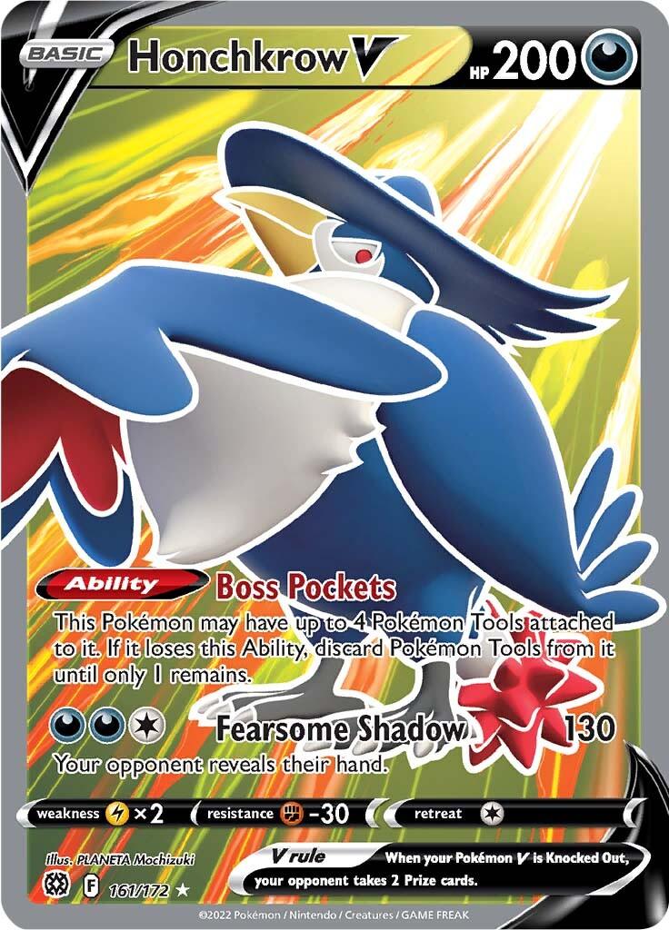161, Darkness, Fighting [-30], Holofoil, Lightning [x2], Sword & Shield: Brilliant Stars, Ultra Rare Honchkrow V (161/172) [Sword & Shield: Brilliant Stars] - Trading Card World