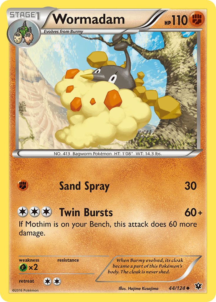 44, Fighting, Grass[×2], Normal, Reverse Holofoil, Uncommon, XY: Fates Collide Wormadam (44/124) [XY: Fates Collide] - Trading Card World