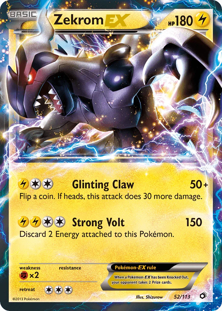 52, Black & White: Legendary Treasures, Fighting[×2], Holofoil, Lightning, Ultra Rare Zekrom EX (52/113) [Black & White: Legendary Treasures] - Trading Card World