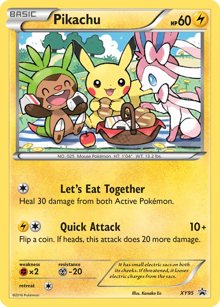 Fighting [x2], Holofoil, Lightning, Metal [-20], Promo, XY95, XY: Black Star Promos Pikachu (XY95) [XY: Black Star Promos] - Trading Card World