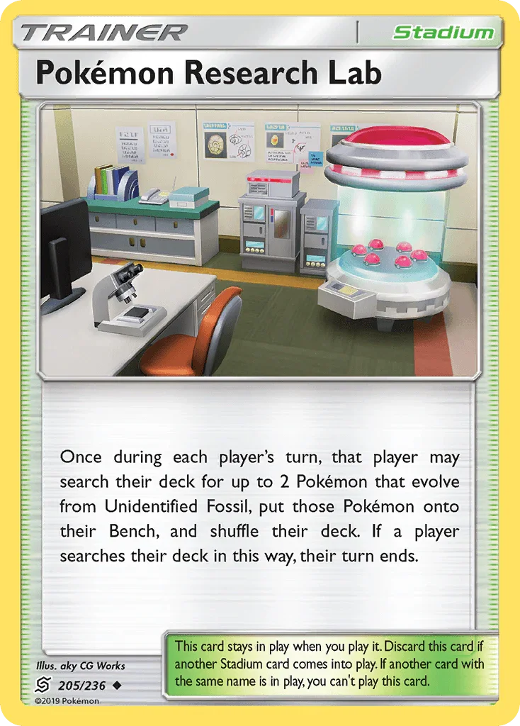 205, Normal, Reverse Holofoil, Stadium, Sun & Moon: Unified Minds, Uncommon Pokemon Research Lab (205/236) [Sun & Moon: Unified Minds] - Trading Card World