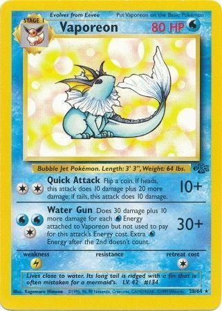 28, Jungle Unlimited, Lightning[×2], Normal, Rare, Water Vaporeon (28/64) [Jungle Unlimited] - Trading Card World