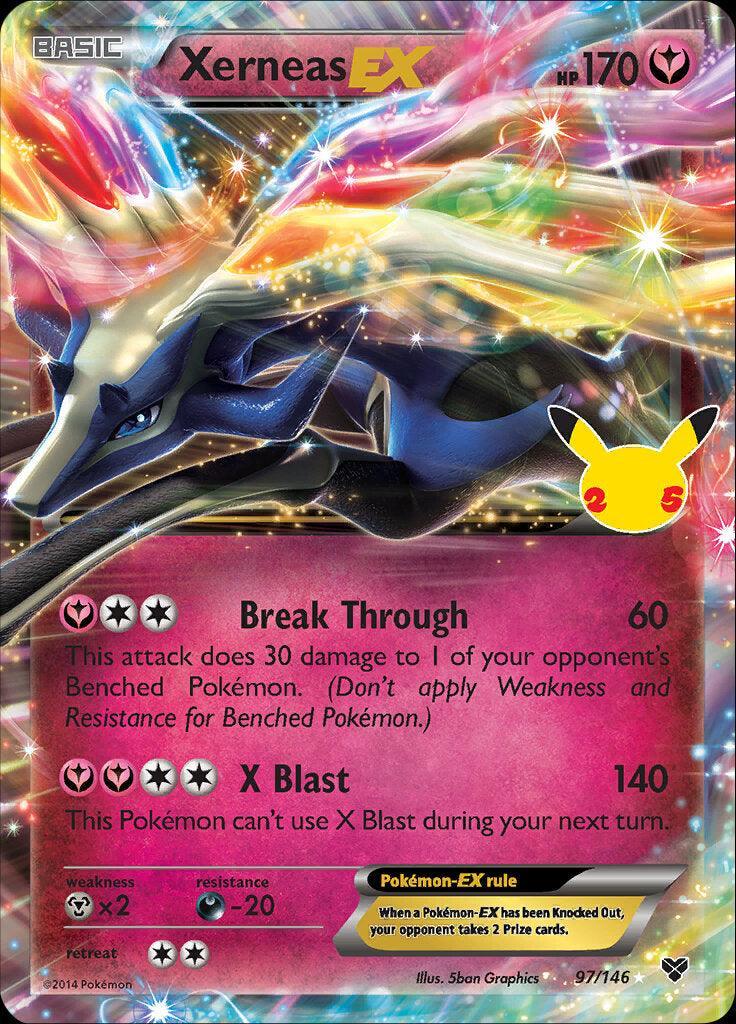 97, Celebrations: 25th Anniversary - Classic Collection, Darkness [-20], Fairy, Holofoil, Metal [x2], Ultra Rare Xerneas EX (97/146) [Celebrations: 25th Anniversary - Classic Collection] - Trading Card World