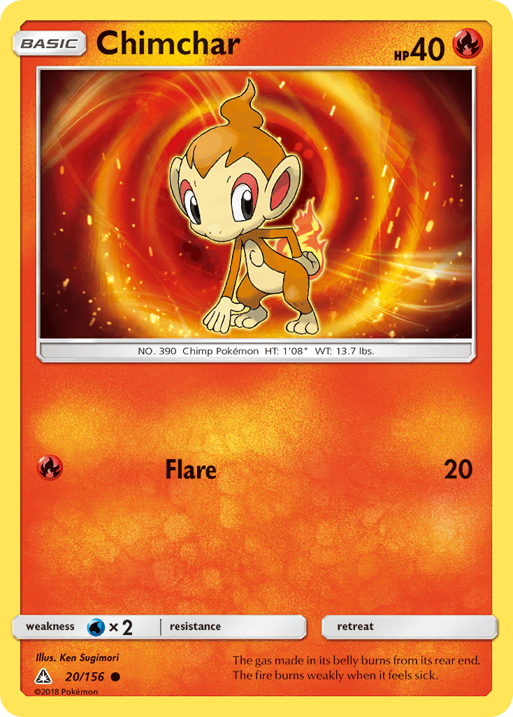 20, Common, Fire, Normal, Reverse Holofoil, Sun & Moon: Ultra Prism, Water[×2] Chimchar (20/156) [Sun & Moon: Ultra Prism] - Trading Card World