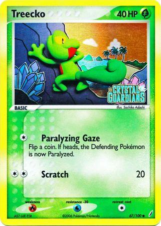 67, Common, EX: Crystal Guardians, Fire[×2], Grass, Reverse Holofoil, Water[-30] Treecko (67/100) (Stamped) [EX: Crystal Guardians] - Trading Card World