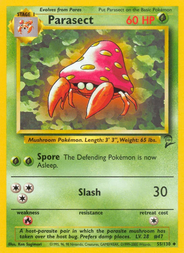 55, Base Set 2, Fire[×2], Grass, Normal, Uncommon Parasect (55/130) [Base Set 2] - Trading Card World