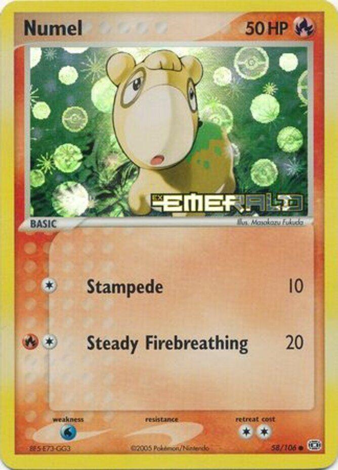 58, Common, EX: Emerald, Fire, Reverse Holofoil, Water[×2] Numel (58/106) (Stamped) [EX: Emerald] - Trading Card World