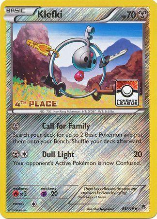 66, Fire[×2], Metal, Promo, Psychic[-20], Reverse Holofoil, XY: Phantom Forces Klefki (66/119) (League Promo 4th Place) [XY: Phantom Forces] - Trading Card World
