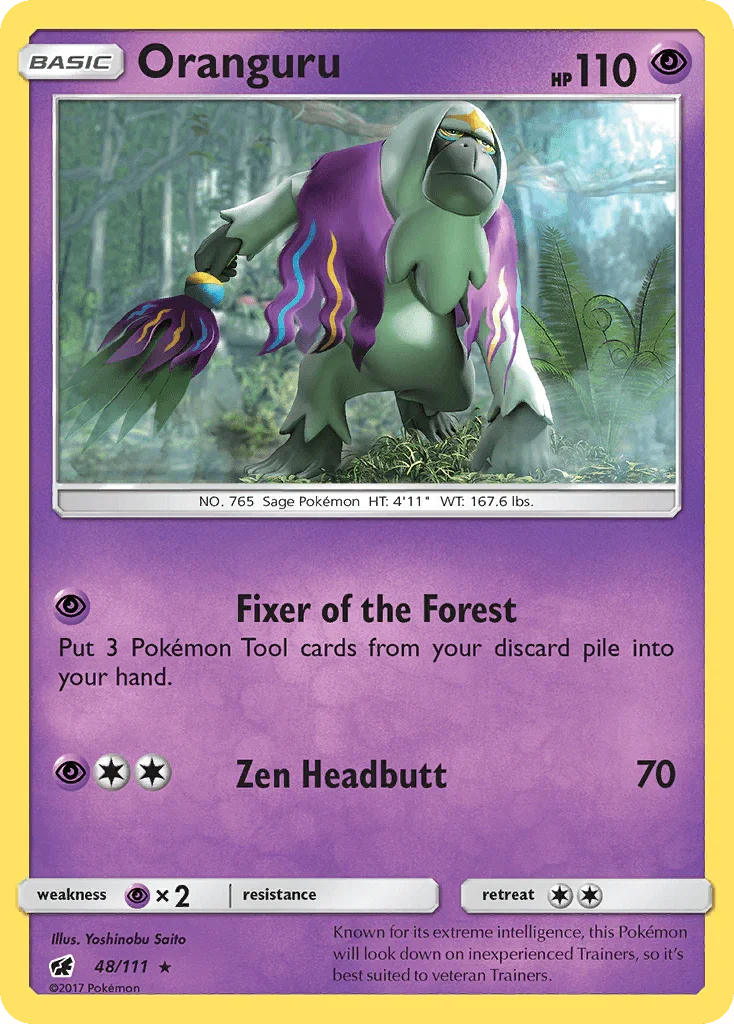 48, Normal, Psychic, Psychic[×2], Rare, Reverse Holofoil, Sun & Moon: Crimson Invasion Oranguru (48/111) [Sun & Moon: Crimson Invasion] - Trading Card World