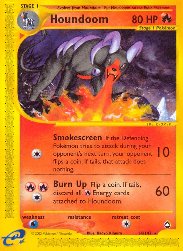 14, Aquapolis, Fire, Normal, Rare, Reverse Holofoil, Water[×2] Houndoom (14/147) [Aquapolis] - Trading Card World