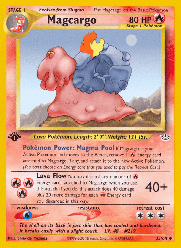 1st Edition Normal, 33, Fire, Neo Revelation 1st Edition, Uncommon, Water[×2] Magcargo (33/64) [Neo Revelation 1st Edition] - Trading Card World