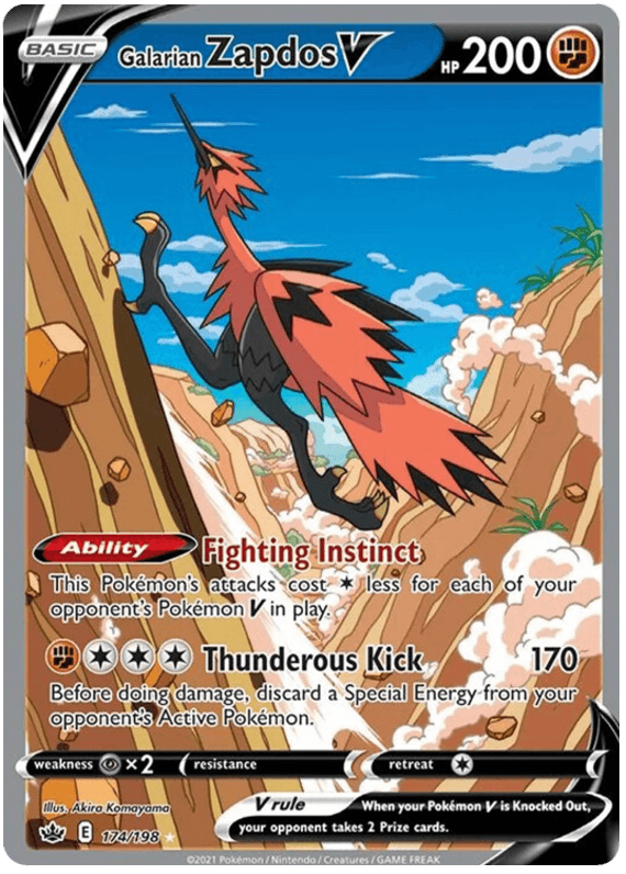 174, Fighting, Holofoil, Psychic [x2], Sword & Shield: Chilling Reign, Ultra Rare Galarian Zapdos V (174/198) [Sword & Shield: Chilling Reign] - Trading Card World