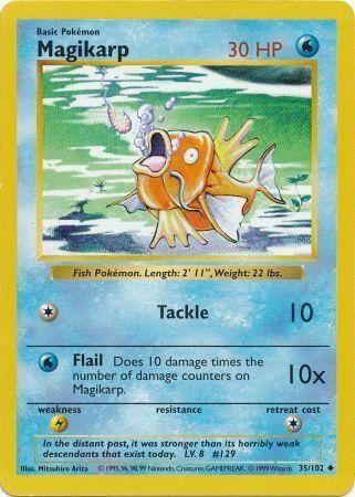 35, Base Set Shadowless Unlimited, Lightning[×2], Normal, Uncommon, Water Magikarp (35/102) [Base Set Shadowless Unlimited] - Trading Card World