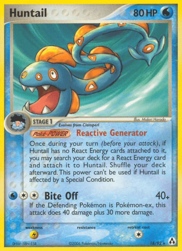 18, EX: Legend Maker, Lightning[×2], Normal, Rare, Water Huntail (18/92) [EX: Legend Maker] - Trading Card World