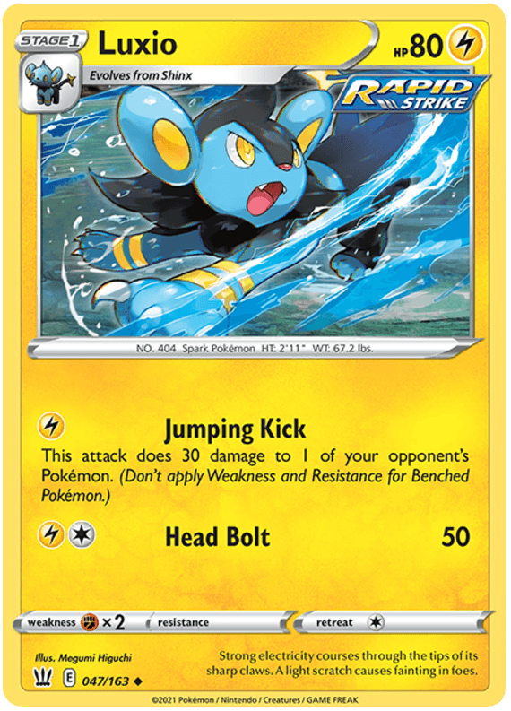 047, Fighting[×2], Lightning, Normal, Reverse Holofoil, Sword & Shield: Battle Styles, Uncommon Luxio (047/163) [Sword & Shield: Battle Styles] - Trading Card World