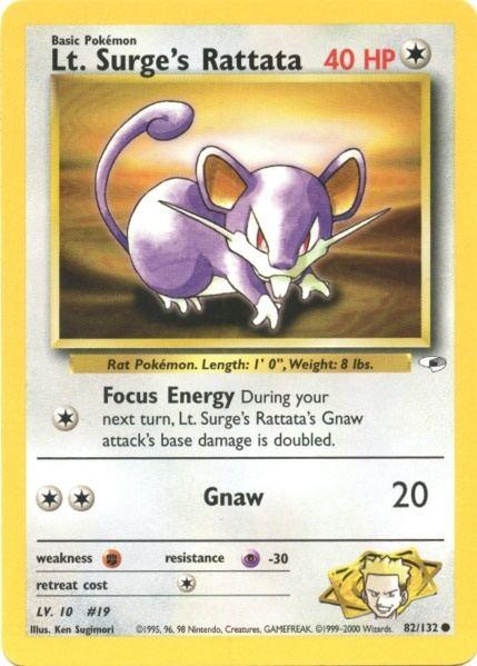 82, Colorless, Common, Fighting[×2], Gym Heroes Unlimited, Normal, Psychic[-30] Lt. Surge's Rattata (82/132) [Gym Heroes Unlimited] - Trading Card World