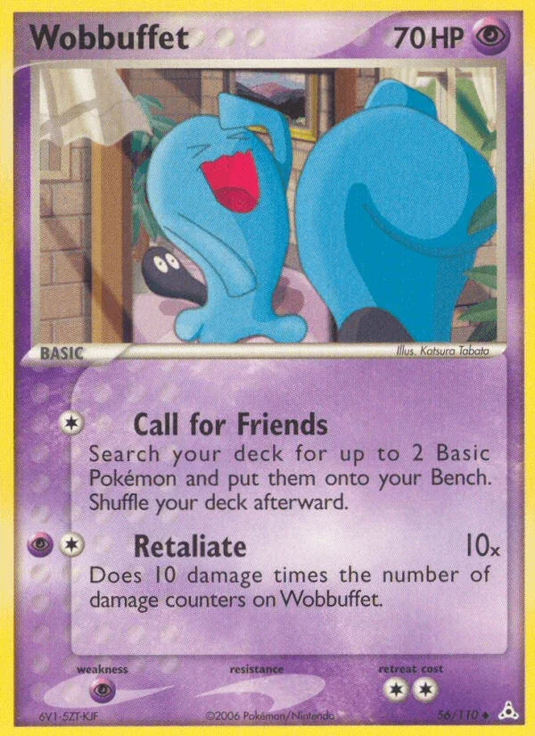 56, EX: Holon Phantoms, Normal, Psychic, Psychic[×2], Uncommon Wobbuffet (56/110) [EX: Holon Phantoms] - Trading Card World