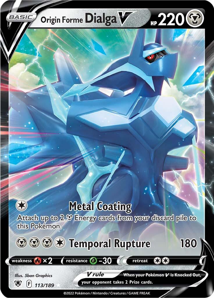 113, Fire [x2], Grass [-30], Holofoil, Metal, Sword & Shield: Astral Radiance, Ultra Rare Origin Forme Dialga V (113/189) [Sword & Shield: Astral Radiance] - Trading Card World