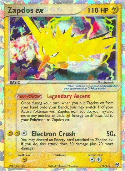 116, EX: FireRed & LeafGreen, Holofoil, Lightning, Lightning[×2], Secret Rare Zapdos ex (116/112) [EX: FireRed & LeafGreen] - Trading Card World