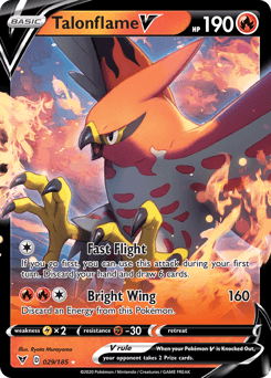 029, Fighting[-30], Fire, Holofoil, Lightning[×2], Sword & Shield: Vivid Voltage, Ultra Rare Talonflame V (029/185) [Sword & Shield: Vivid Voltage] - Trading Card World