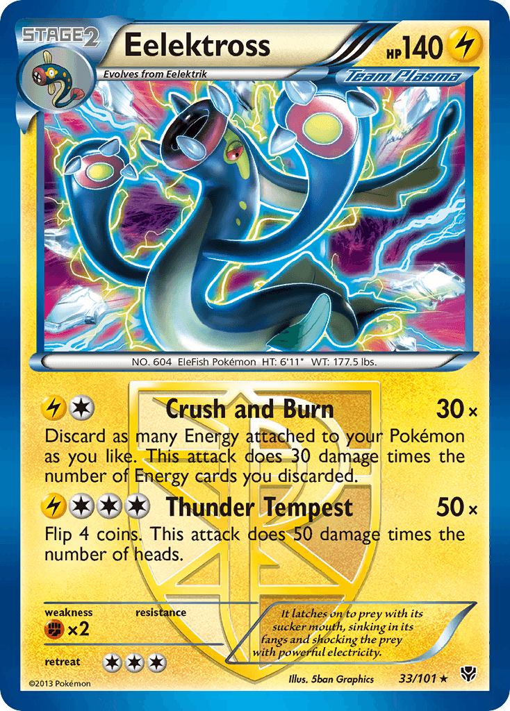 33, Black & White: Plasma Blast, Fighting[×2], Holo Rare, Holofoil, Lightning, Reverse Holofoil Eelektross (33/101) [Black & White: Plasma Blast] - Trading Card World