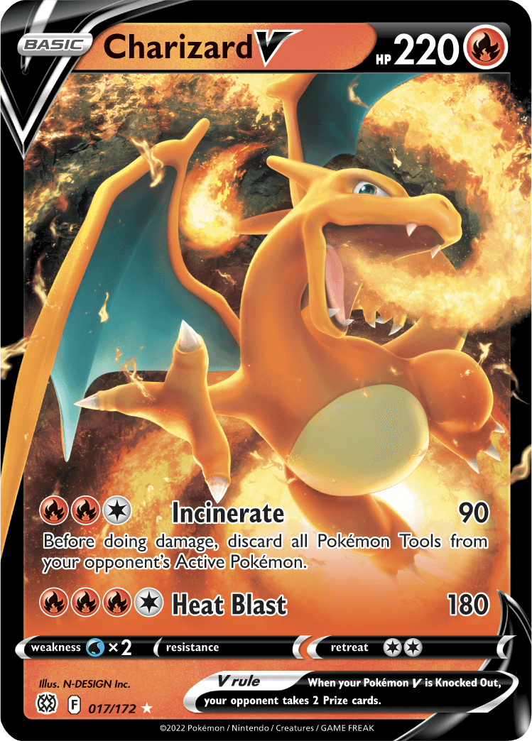 017, Fire, Holofoil, Sword & Shield: Brilliant Stars, Ultra Rare, Water [x2] Charizard V (017/172) [Sword & Shield: Brilliant Stars] - Trading Card World