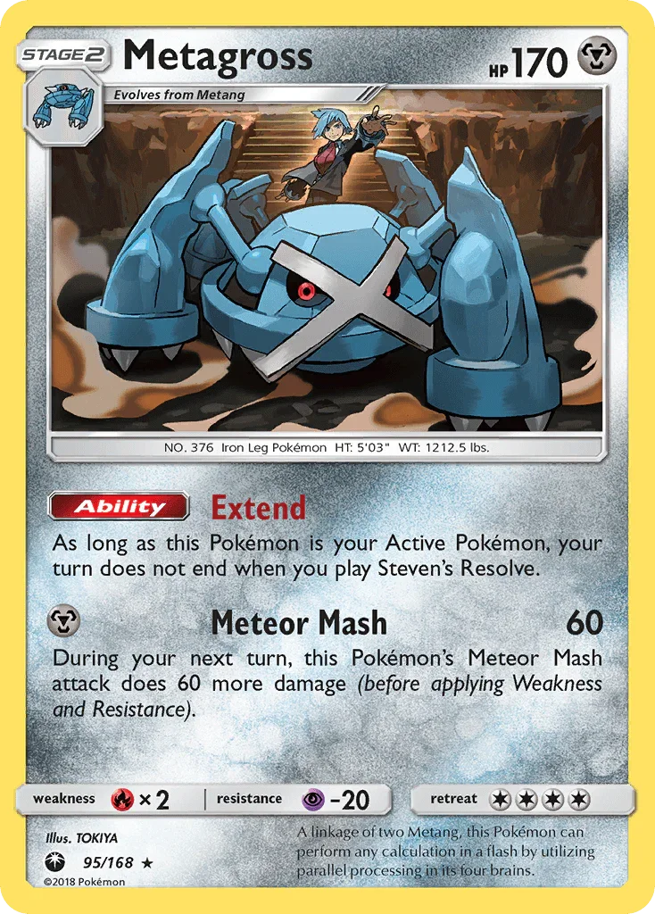95, Fire[×2], Holo Rare, Holofoil, Metal, Psychic[-20], Reverse Holofoil, Sun & Moon: Celestial Storm Metagross (95/168) [Sun & Moon: Celestial Storm] - Trading Card World