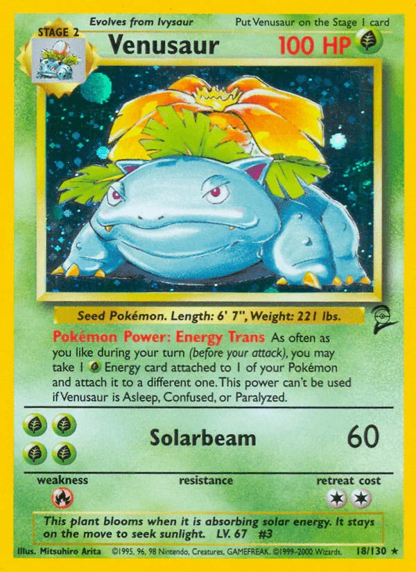 18, Base Set 2, Fire[×2], Grass, Holo Rare, Holofoil Venusaur (18/130) [Base Set 2] - Trading Card World