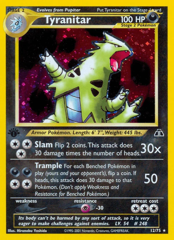 12, 1st Edition Holofoil, Darkness, Holo Rare, Neo Discovery 1st Edition, Psychic[-30] Tyranitar (12/75) [Neo Discovery 1st Edition] - Trading Card World