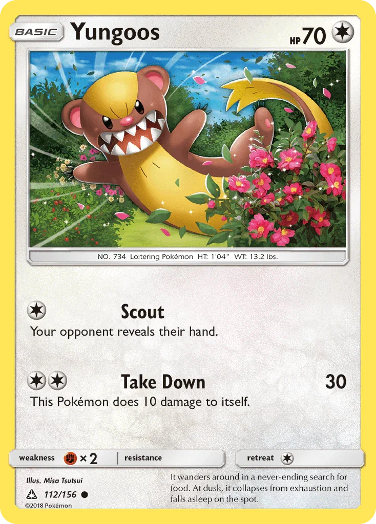 112, Colorless, Common, Fighting[×2], Normal, Reverse Holofoil, Sun & Moon: Ultra Prism Yungoos (112/156) [Sun & Moon: Ultra Prism] - Trading Card World