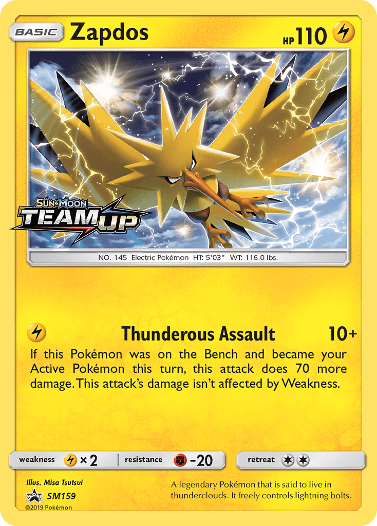 Fighting [-20], Holofoil, Lightning, Lightning [x2], Promo, SM159, Sun & Moon: Black Star Promos Zapdos (SM159) [Sun & Moon: Black Star Promos] - Trading Card World