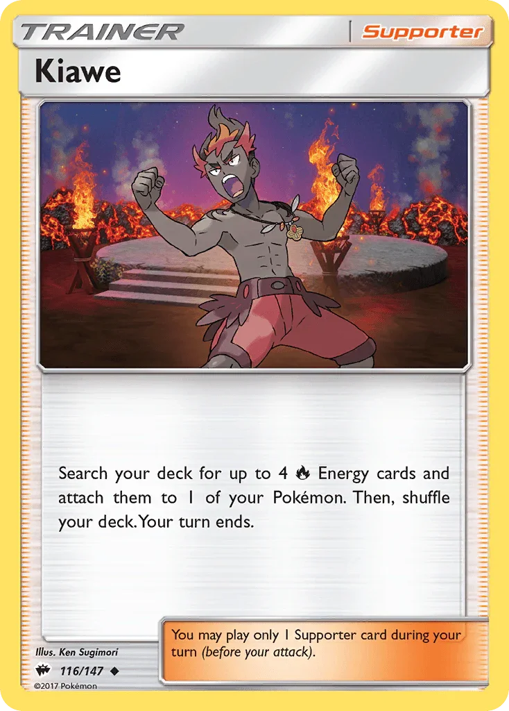 116, Normal, Reverse Holofoil, Sun & Moon: Burning Shadows, Supporter, Uncommon Kiawe (116/147) [Sun & Moon: Burning Shadows] - Trading Card World