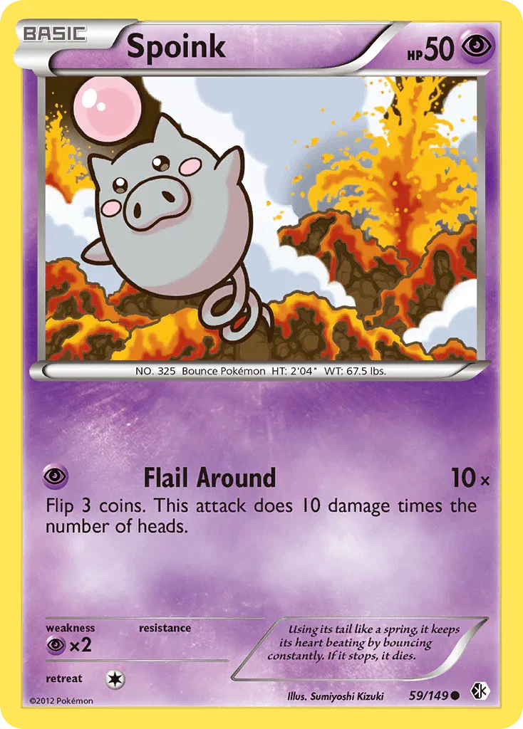 59, Black & White: Boundaries Crossed, Common, Normal, Psychic, Psychic[×2], Reverse Holofoil Spoink (59/149) [Black & White: Boundaries Crossed] - Trading Card World
