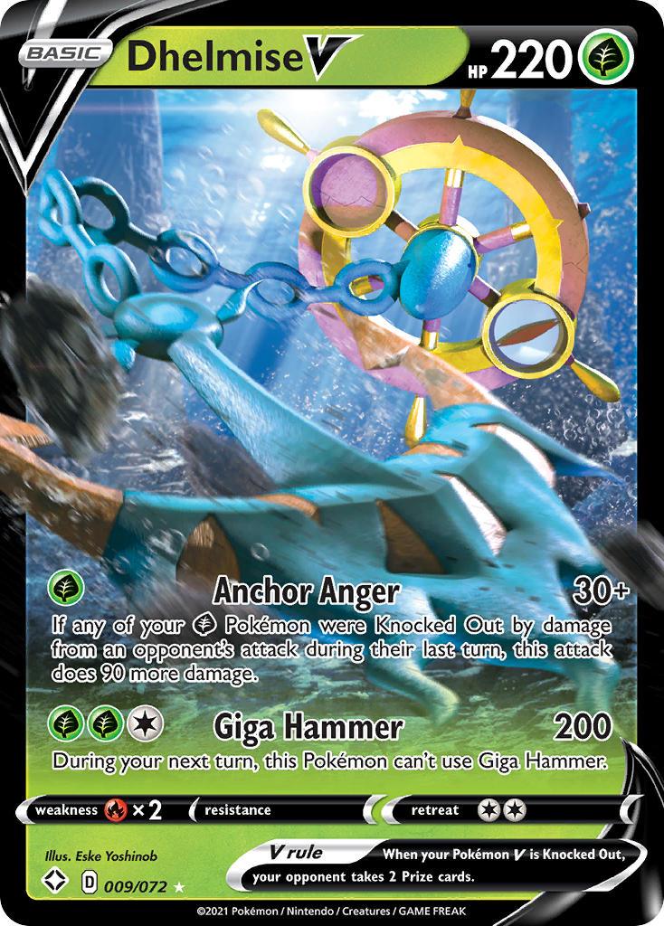 009, Fire[×2], Grass, Holofoil, Sword & Shield: Shining Fates, Ultra Rare Dhelmise V (009/072) [Sword & Shield: Shining Fates] - Trading Card World