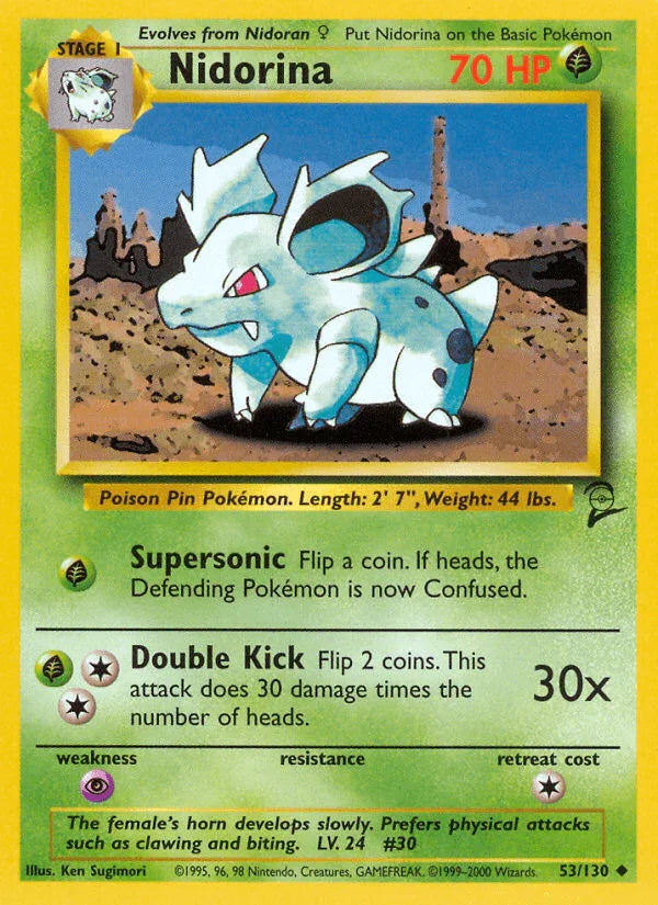 53, Base Set 2, Grass, Normal, Psychic[×2], Uncommon Nidorina (53/130) [Base Set 2] - Trading Card World