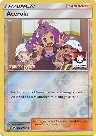 112a, Promo, Reverse Holofoil, Sun & Moon: Burning Shadows, Supporter Acerola (112a/147) (League Promo 3rd Place) [Sun & Moon: Burning Shadows] - Trading Card World
