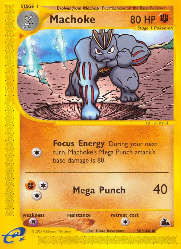 38, Fighting, Normal, Psychic[×2], Reverse Holofoil, Skyridge, Uncommon Machoke (38/144) [Skyridge] - Trading Card World