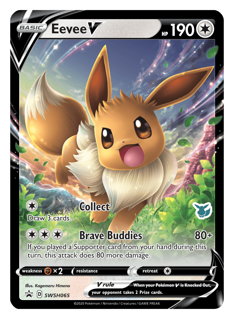 Battle Academy 2022, Colorless, Fighting [x2], Holofoil, Promo, SWSH065 Eevee V (SWSH065) (Eevee Deck) [Battle Academy 2022] - Trading Card World
