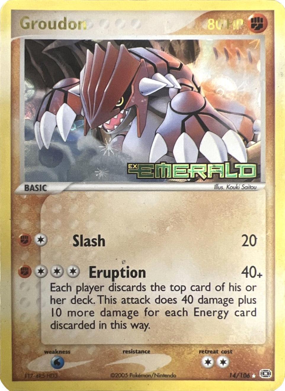 14, EX: Emerald, Fighting, Rare, Reverse Holofoil, Water[×2] Groudon (14/106) (Stamped) [EX: Emerald] - Trading Card World