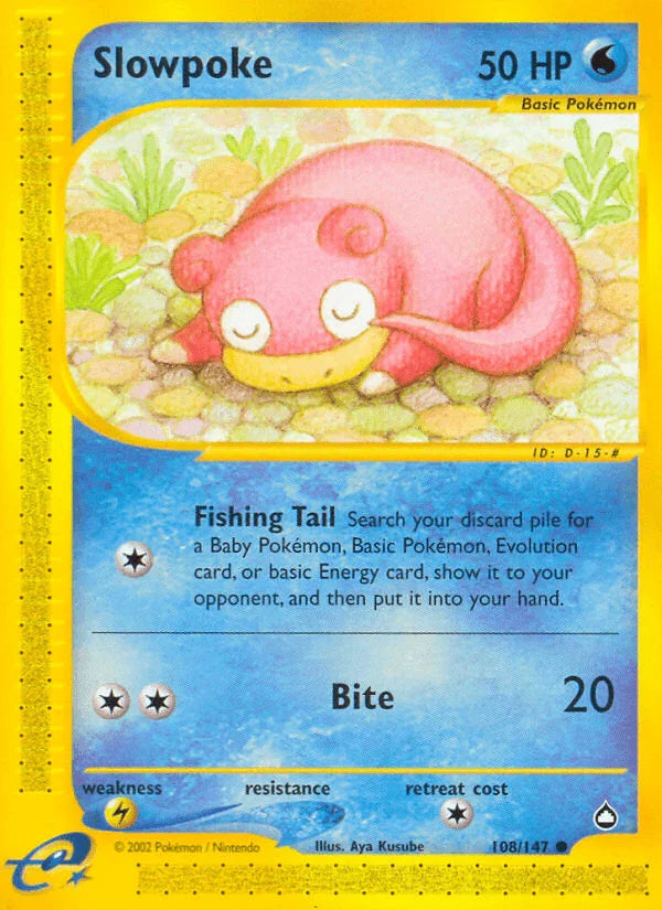 108, Aquapolis, Common, Lightning[×2], Normal, Reverse Holofoil, Water Slowpoke (108/147) [Aquapolis] - Trading Card World