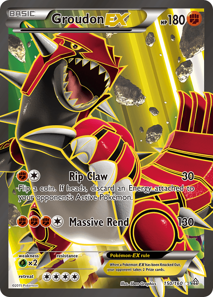 150, Fighting, Grass[×2], Holofoil, Ultra Rare, XY: Primal Clash Groudon EX (150/160) [XY: Primal Clash] - Trading Card World