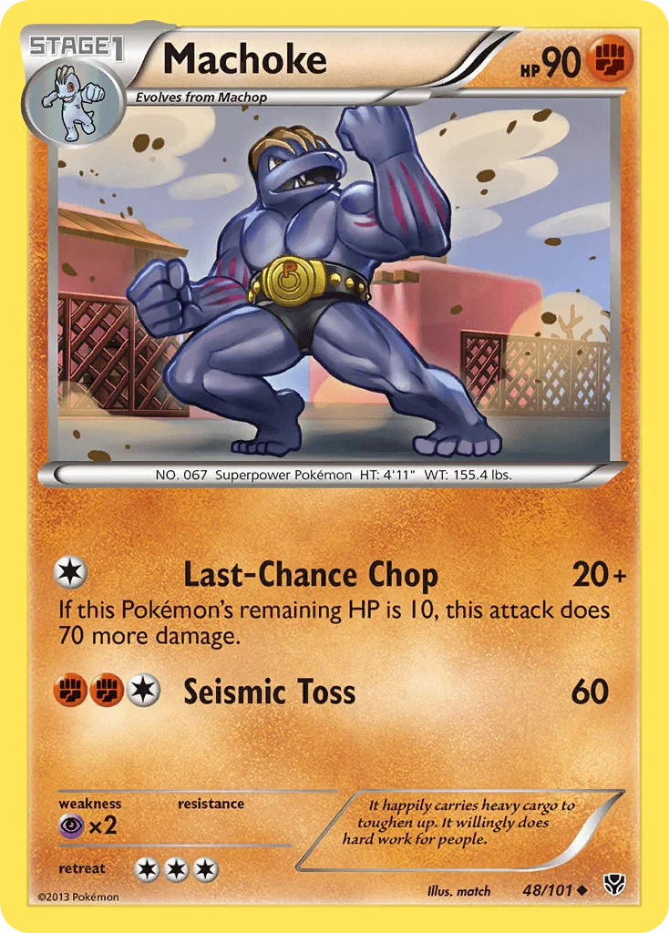 48, Black & White: Plasma Blast, Fighting, Normal, Psychic[×2], Reverse Holofoil, Uncommon Machoke (48/101) [Black & White: Plasma Blast] - Trading Card World