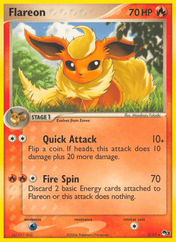 Fire, Holofoil, Normal, POP Series 3, Rare, Water[×2] Flareon (2/17) [POP Series 3] - Trading Card World
