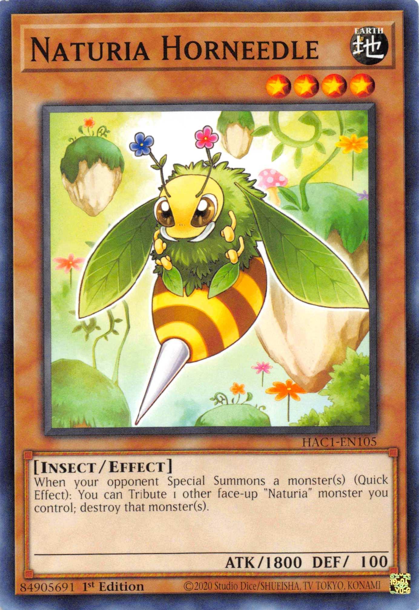 1st Edition, Common, Earth, Effect Monster, Hidden Arsenal: Chapter 1, Insect Naturia Horneedle [HAC1-EN105] Common - Trading Card World