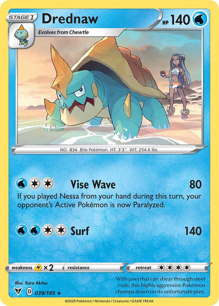 039, Lightning[×2], Normal, Rare, Reverse Holofoil, Sword & Shield: Vivid Voltage, Water Drednaw (039/185) [Sword & Shield: Vivid Voltage] - Trading Card World