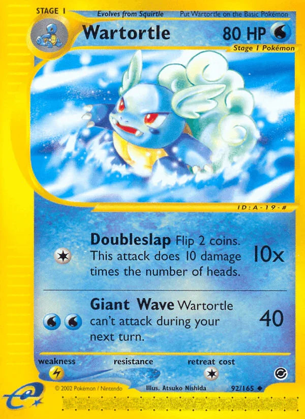 92, Expedition: Base Set, Lightning[×2], Normal, Reverse Holofoil, Uncommon, Water Wartortle (92/165) [Expedition: Base Set] - Trading Card World