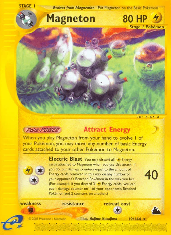 19, Fighting[×2], Lightning, Normal, Rare, Reverse Holofoil, Skyridge Magneton (19/144) [Skyridge] - Trading Card World