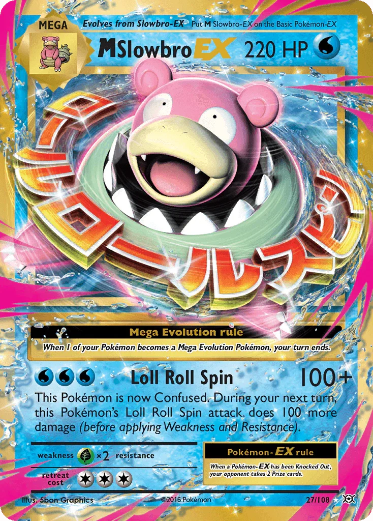27, Grass[×2], Holofoil, Ultra Rare, Water, XY: Evolutions M Slowbro EX (27/108) [XY: Evolutions] - Trading Card World
