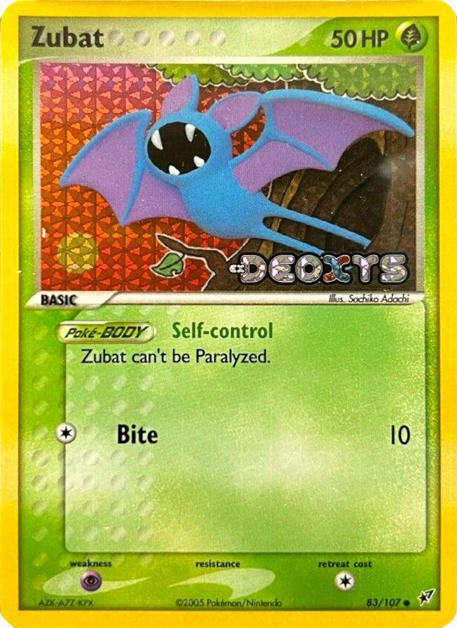 83, Common, EX: Deoxys, Grass, Psychic[×2], Reverse Holofoil Zubat (83/107) (Stamped) [EX: Deoxys] - Trading Card World