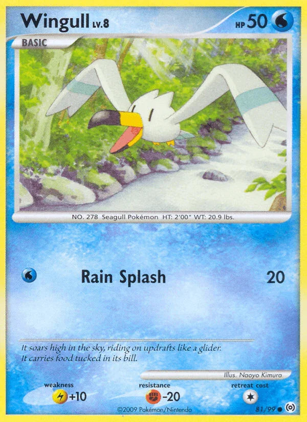81, Common, Fighting[-20], Lightning[+10], Normal, Platinum: Arceus, Reverse Holofoil, Water Wingull (81/99) [Platinum: Arceus] - Trading Card World